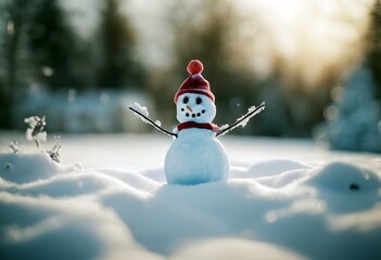 Obraz premium 'snowman Landscape Christmas Pattern Vector Frame Nature Wood Tree Illustration Winter Space Forest White Blue Ice Border Holiday Xmas Snowflake Carrot Wooden Season Pine Fir'
