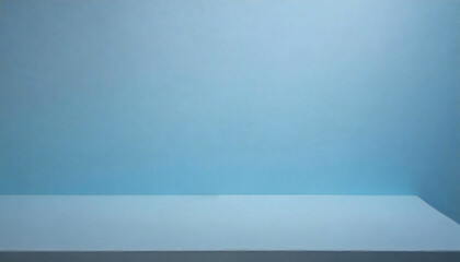 Pastel blue room. A deep light blue space. Plain material. layout.
