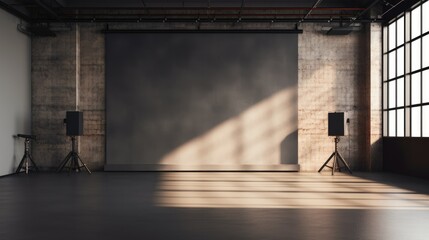 empty room with rays of light, minimalist design of relaxing atmosphere