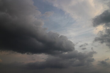 Stormy rain clouds background. Dark sky