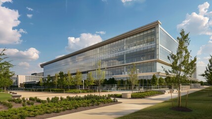 company headquarters from different angles, highlighting its architecture and environment generative ai