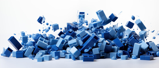 Dynamic Blue Ice Cubes and Water Collision