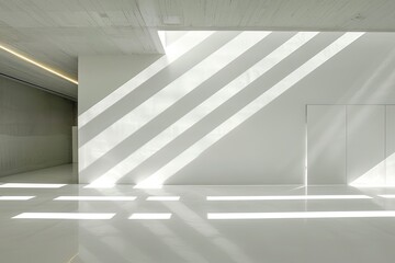 Modern Office Elegance: White Space with Geometric Lighting Concept