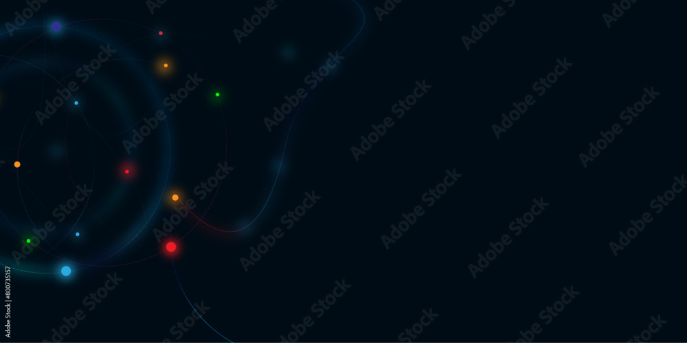 Poster Vectors Abstract line circle with points background. Global network connection or communication and social network concept background.