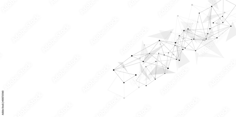 Poster Vectors Grey graphic background dots with connections technologies and sharing data as abstract concept.
