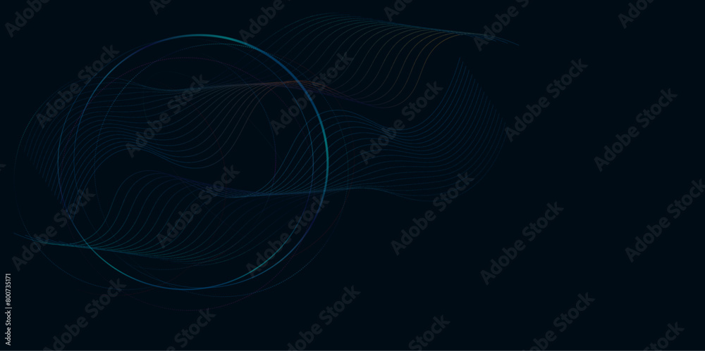 Poster Vectors Abstract line circle with points background. Global network connection or communication and social network concept background.