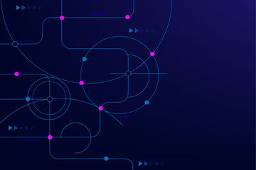 Vectors Abstract geometric with connected lines and dots. Digital communication technology concept background, Global network connection, social networking, big data visualization.