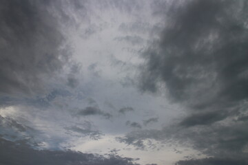 cloudy sky with rare dark gray clouds with threat of rain