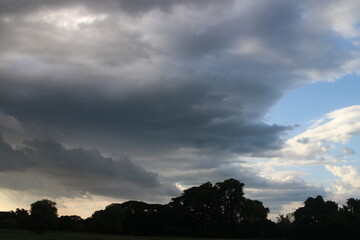dramatic dark clouds on sky before storm