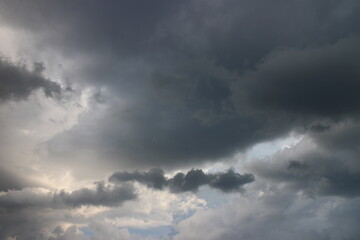 dramatic dark clouds on sky before storm