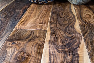 Natural Walnut Wood Texture: Rich Home Decor Accents of Grain, Surface, and Flooring Contrasts
