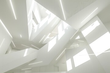Geometric Light Play: A Contrasting White Interior in a Modern Office Space