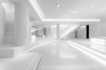 Modern Geometric White Space: Monochromatic Boutique Lobby
