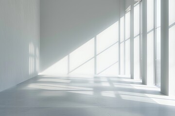 Obraz premium Luxury Interiors: The Art of Light and Shadow in Modern White Gallery