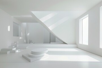 Bright Minimalist White Room: Luxury Loft Interiors