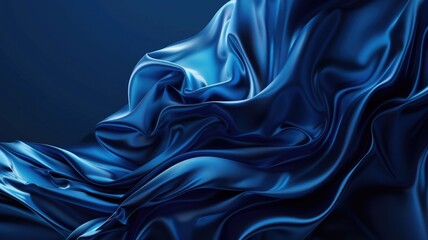 Elegant blue satin fabric with luxurious smooth texture and ripples