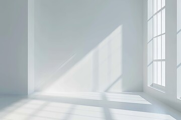 Obraz premium White Space Studio: Minimalistic Interior with Soft Light Play in Contemporary Architecture