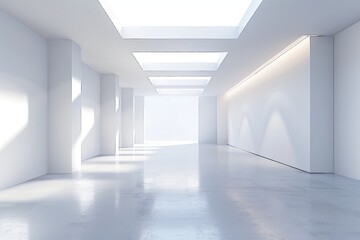 Minimalistic Elegance: Contemporary Space with Skylight Gallery Illumination