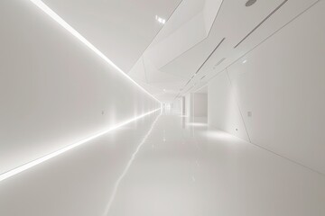 Light Geometric Ceilings: Architectural Minimalism in a White Room Art Gallery
