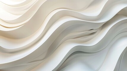 Obraz premium Abstract white waves design with smooth, fluid lines creating tranquil, wavy pattern