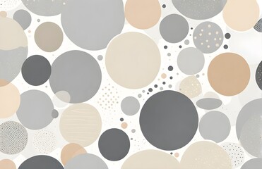 Gray and beige circles on white background. Watercolor art. Template, wallpaper, banner, background, pattern	