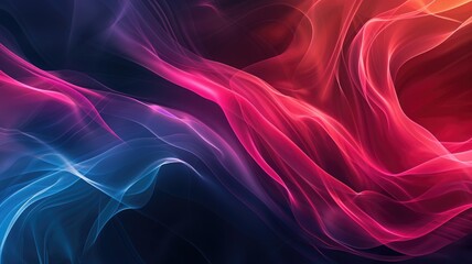 Abstract digital art of swirling colors blending from cool blues to warm reds