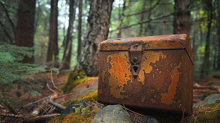 Geocache box hidden in the woods