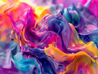 Obraz premium Vivid swirling colors merging in an abstract fluid art pattern.