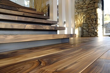 Organic Walnut Wood: Tactile Beauty for Interior Decor and Flooring Detail