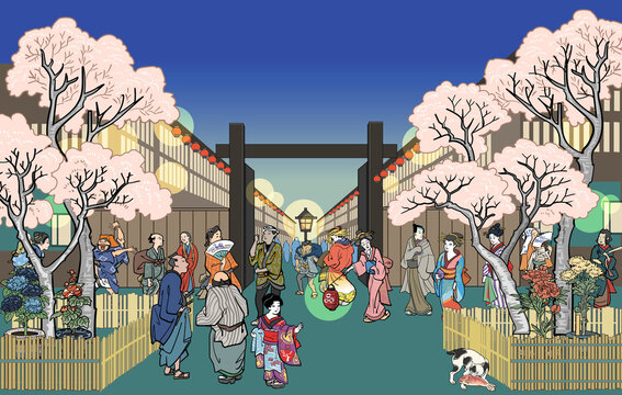 吉原の夜桜-吉原遊郭