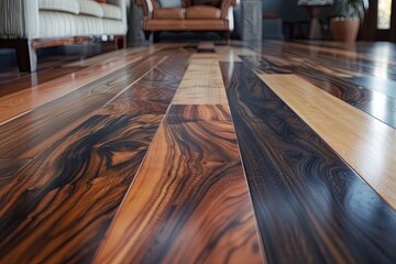 Rich Mahogany to Light Caramel Walnut Textures: Embracing Flooring Contrasts
