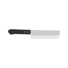 nakiri japanese chef knife flat design vector illustration isolated on white background. Sharp chef's tool with steel blade, wooden handle. A simple culinary sketch, chopper for cutting meat, fish