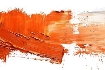 Vibrant Burnt Sienna Brushstrokes Grunge Texture on White Background