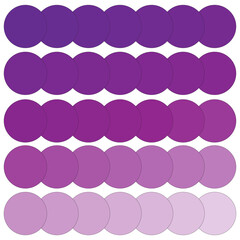 Gradient purple circles array. Seamless color transition. Vector background design.