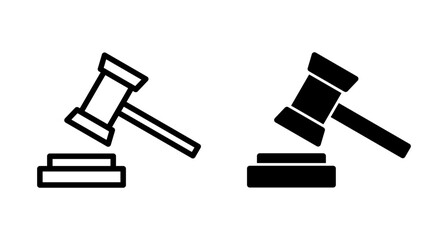 Gavel icon vector isolated on white background. Hammer icon vector. Judge Gavel Auction Icon Vector. Bid