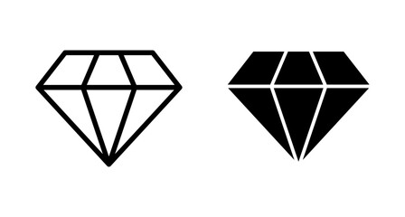 Diamond icon vector isolated on white background. Diamond vector icon. Gemstone symbol