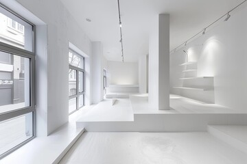 Minimalist White Retail Interior: Contemporary Apartment Space