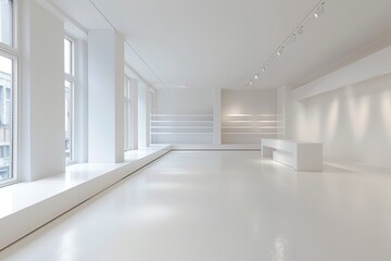 Fototapeta premium Minimalistic White Apartment: Clean Architecture & Retail Interior Design