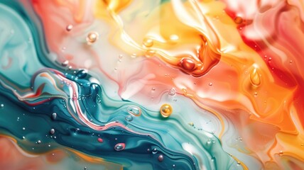 Vividly colored, swirling abstract liquid art with glossy texture