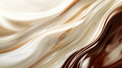 Abstract wavy pattern with blend of creamy and brown tones resembling marble texture