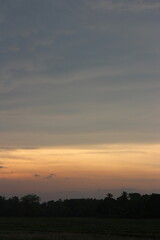 Beautiful Vivid sky painted by the sun leaving bright golden shades. Image of cloud sky on evening time. Evening Vivid sky with clouds.