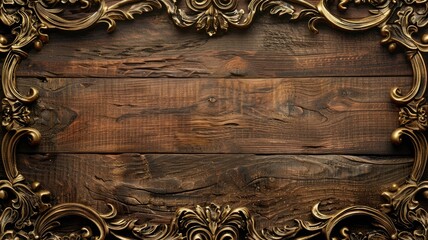 Ornate baroque-style wooden frame surrounding textured background