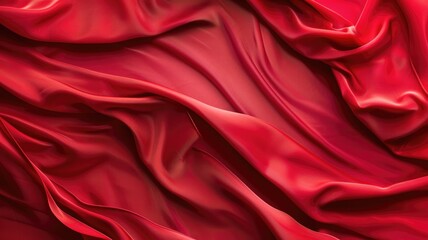 Elegant red satin fabric with luxurious folds and texture