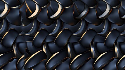 Fototapeta premium 3D render of black and gold scales pattern, abstract textured background