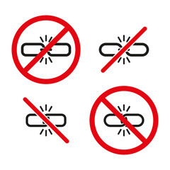 No connection signs. Vector prohibited symbols. Link disconnection icons.