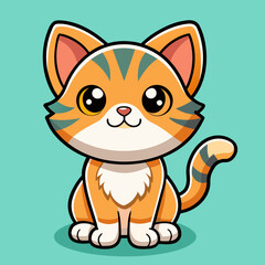Cat sticker vector illustration with color background