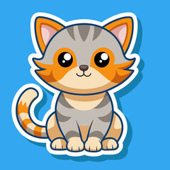 Cat sticker vector illustration with color background