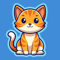 Cat sticker vector illustration with color background