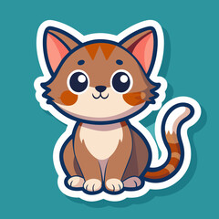 Cat sticker vector illustration with color background