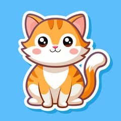 Cat sticker vector illustration with color background